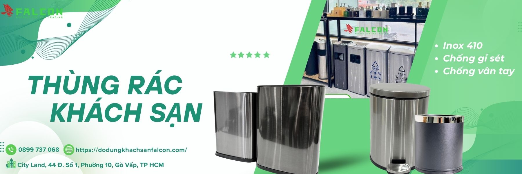 Thùng rác khách sạn Falcon, thiết kế sang trọng và bền bỉ, giúp duy trì vệ sinh và sự sạch sẽ trong phòng khách sạn.