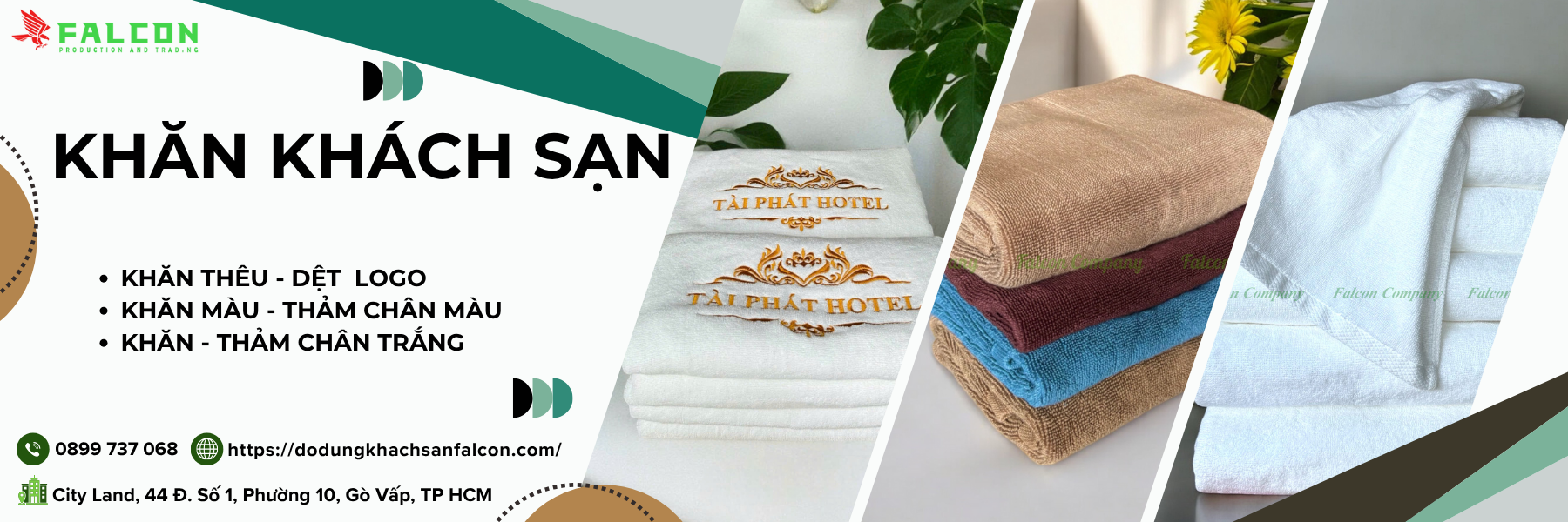 Khăn khách sạn cao cấp từ Falcon, mềm mại, thấm hút tốt, là sự lựa chọn lý tưởng cho khách sạn và resort.