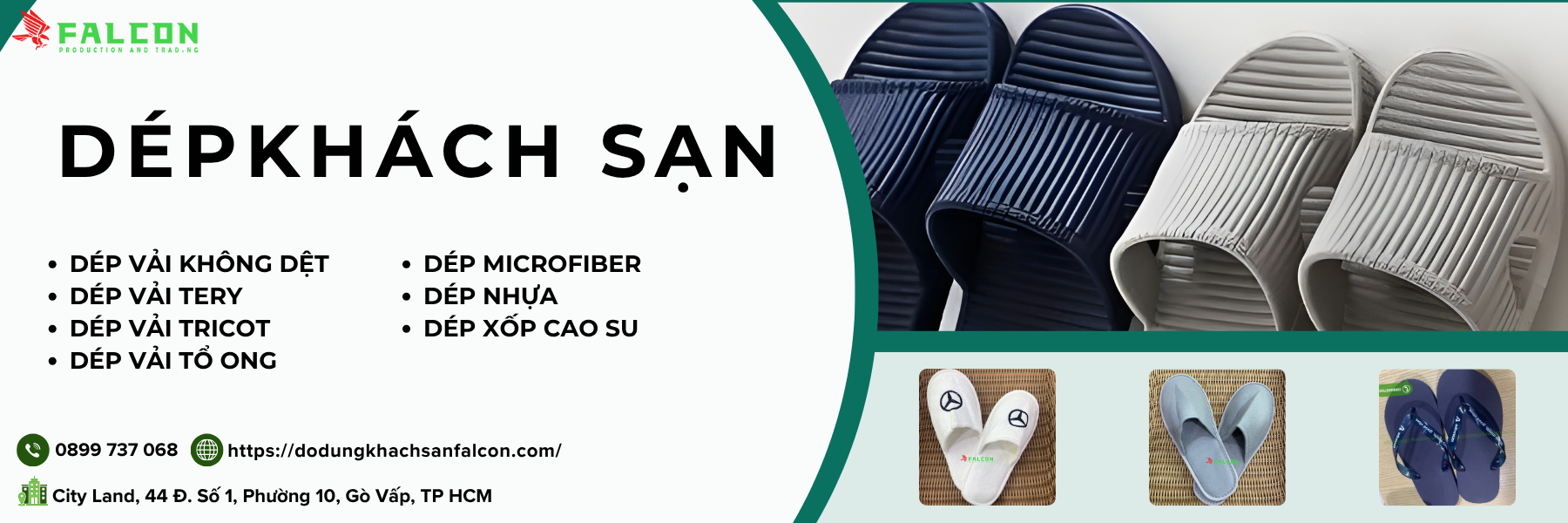 Dép khách sạn Falcon cao cấp, mềm mại và thoải mái, là lựa chọn lý tưởng cho khách sạn và resort.