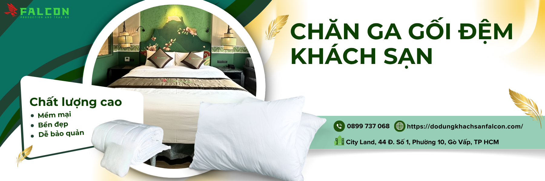 Chăn ga gối khách sạn Falcon, cao cấp và mềm mại, là lựa chọn lý tưởng cho các khách sạn và resort cao cấp.