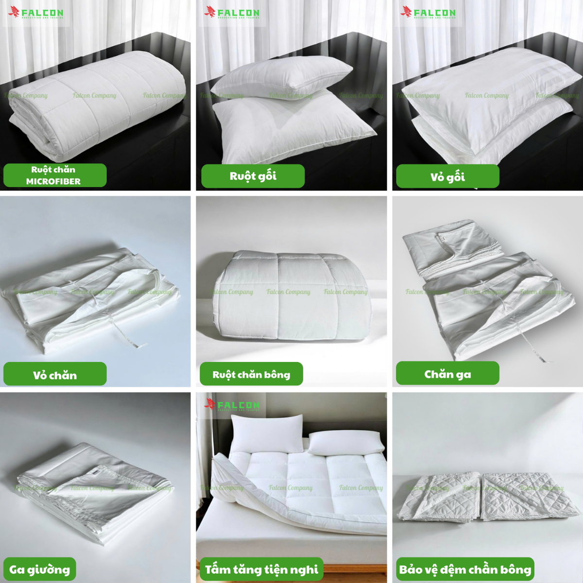 Màu trắng tinh khôi của chăn ga gối thể hiện sự sạch sẽ, đồng bộ và chuyên nghiệp theo tiêu chuẩn khách sạn.