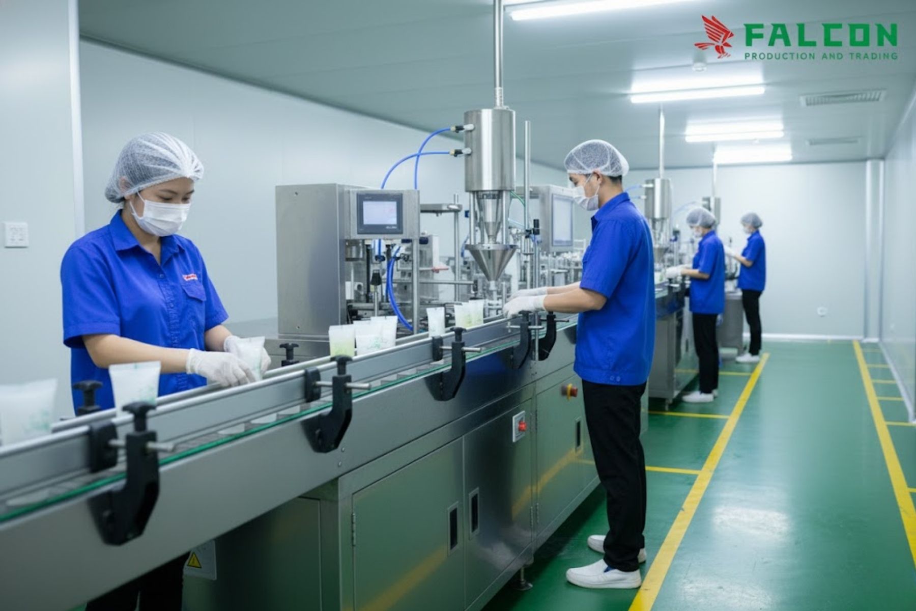 Nhân viên tại xưởng sản xuất chuyên nghiệp, vệ sinh an toàn