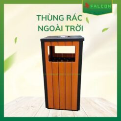 Chất liệu thép không gỉ hoặc inox cao cấp giúp thùng rác bền bỉ, không bị oxy hóa trong môi trường ngoài trời.