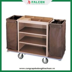 Xe đẩy dọn phòng khách sạn được thiết kế tối ưu để hỗ trợ nhân viên vệ sinh di chuyển dễ dàng giữa các phòng.