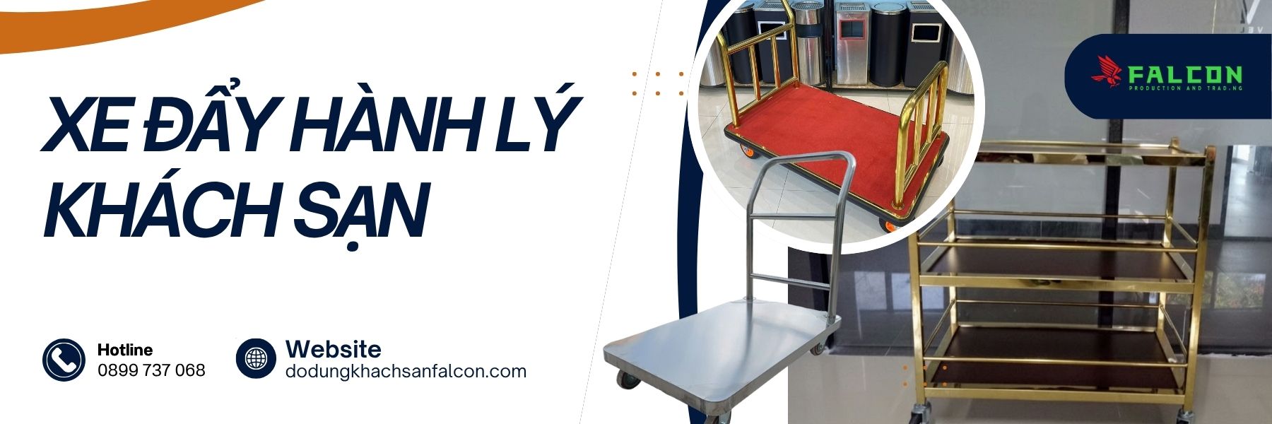 Xe đẩy hành lý khách sạn được thiết kế để giúp nhân viên dễ dàng vận chuyển hành lý của khách trong khuôn viên khách sạn.